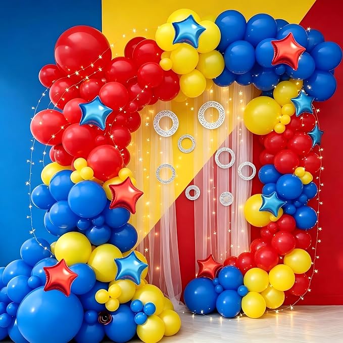 160Pcs Red Yellow Blue Carnival Circus Balloon Garland Arch Kit | Latex Balloons - Image 6