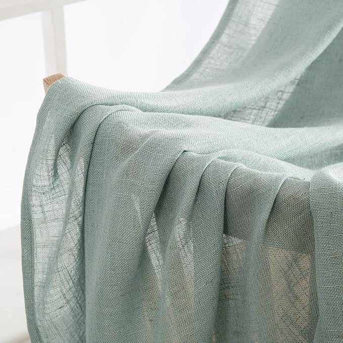 MIULEE Sea Green Linen Curtains 52x90 Inch Long - Image 6