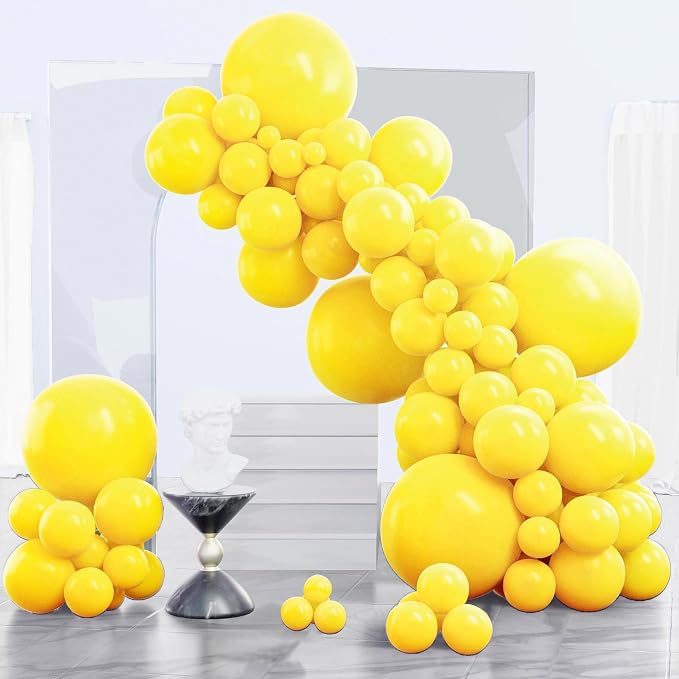 PartyWoo Yellow Balloons 140pcs Matte Yellow Balloons Different Sizes | 18 12 by PartyWoo