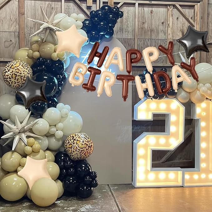 29PC Cream Brown Leopard Happy Birthday Balloon Banner, 16Inch 3D Aluminum - Image 7