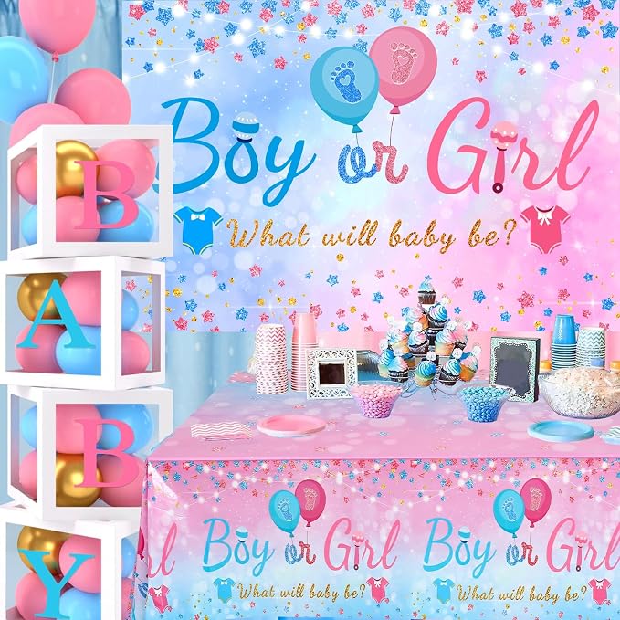 Frigg Pink Blue Gender Reveal Decorations | Balloon Arch Kits, Tablecloths - Image 2