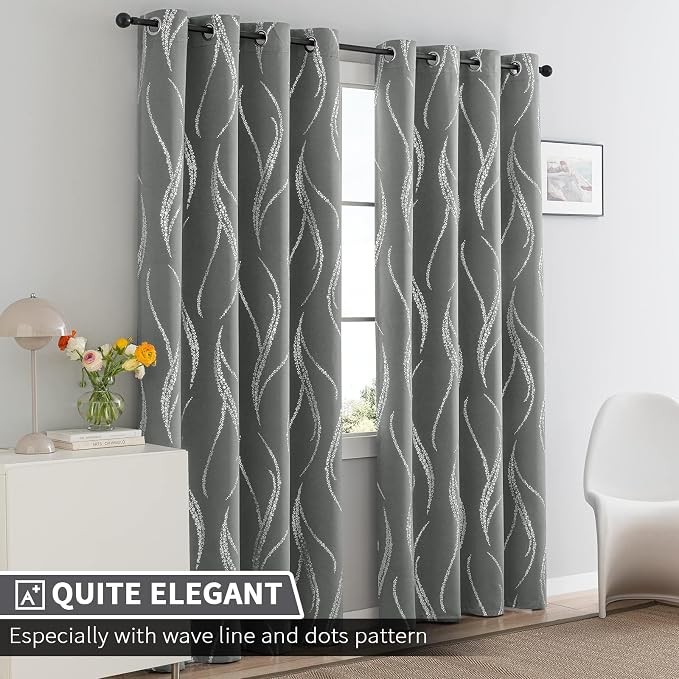 Yakamok Grey Light Blocking Curtains - Image 2