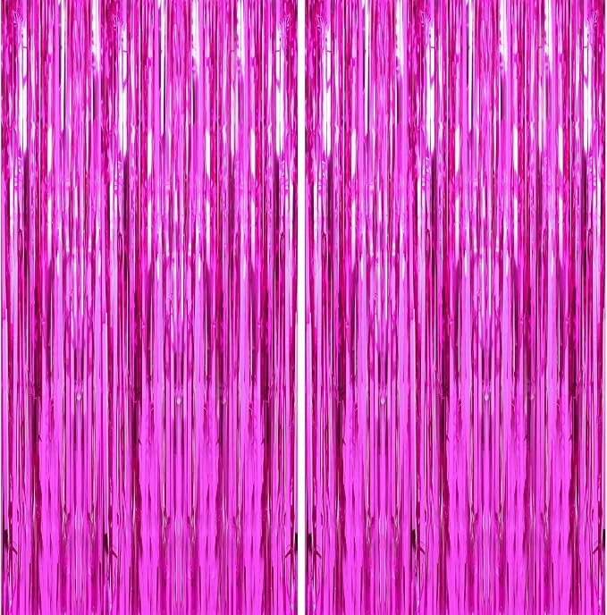 Crosize 4 Pack Hot Pink Streamers Backdrop, 3.3 x 9.9 ft, Party Decorations | by Crosize