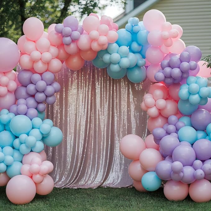 Blue Pink Purple Balloons, 12 Inch Pastel Balloons, Pearl Pink Purple Blue - Image 5