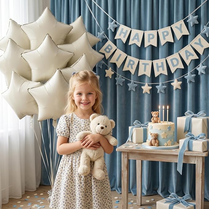TONIFUL 15 Pcs Star Shaped Balloons 18 Inch Large Cream White Foil Balloons | - Image 3
