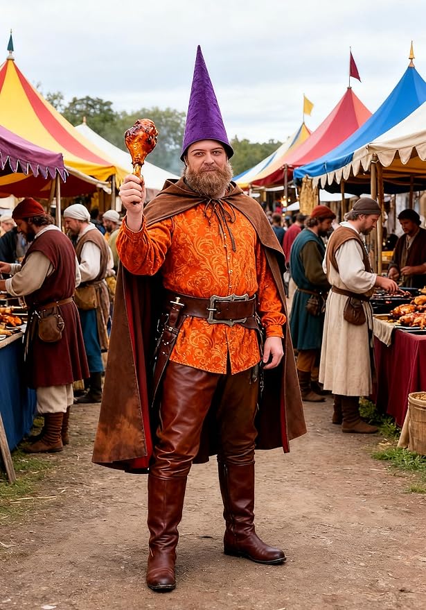 Medieval Pointed Cone Hat Renaissance Dwarf Elf Headwear - Image 6