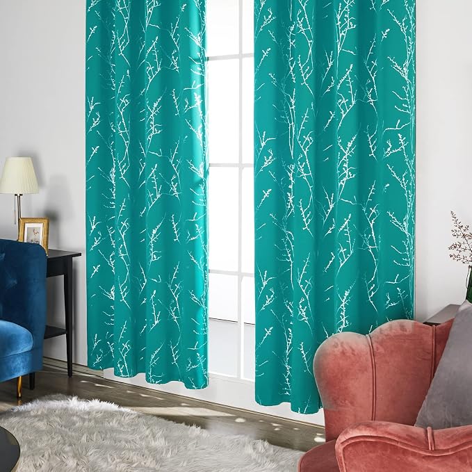 Deconovo Blackout Curtains, Turquoise Thermal Insulated Grommet Drapes - Image 4