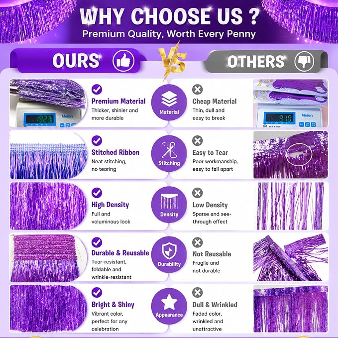 2 Pack Lavender Purple Tassel Garland Fringe Banner Perfect - Image 4