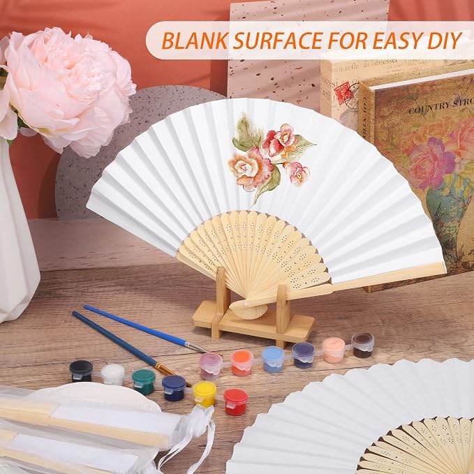 Aodaer 72 Pieces White Folding Fans - Image 4