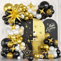 Black and Gold Balloon Arch Kit, Star Foil Balloons, Confetti Balloon by Saxuxu