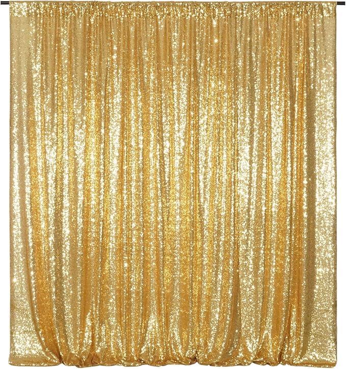 Poise3EHome Gold Sequin Backdrop, 8FT x 8FT Sequin Photography Backdrop Curtain by Poise3EHome
