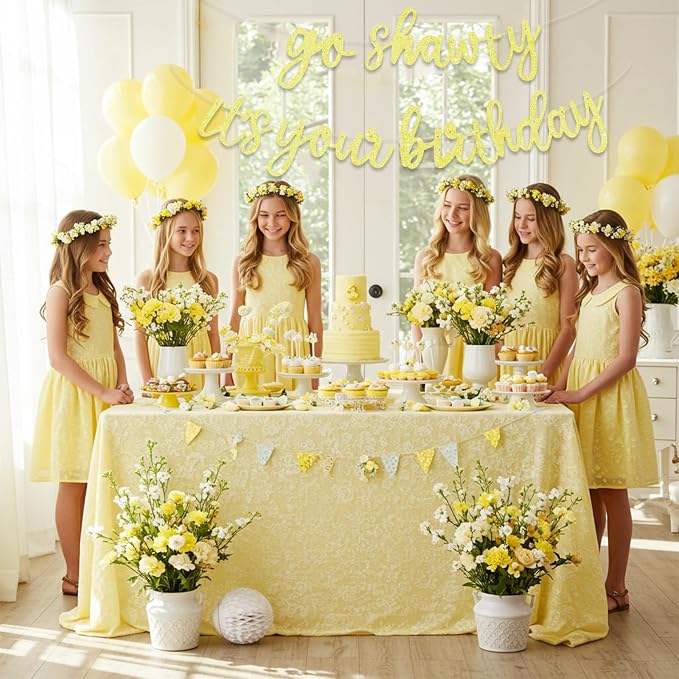 BEISHIDA Light Yellow Pre-Strung Go Shawty It's Your Birthday Banner Decor | - Image 4
