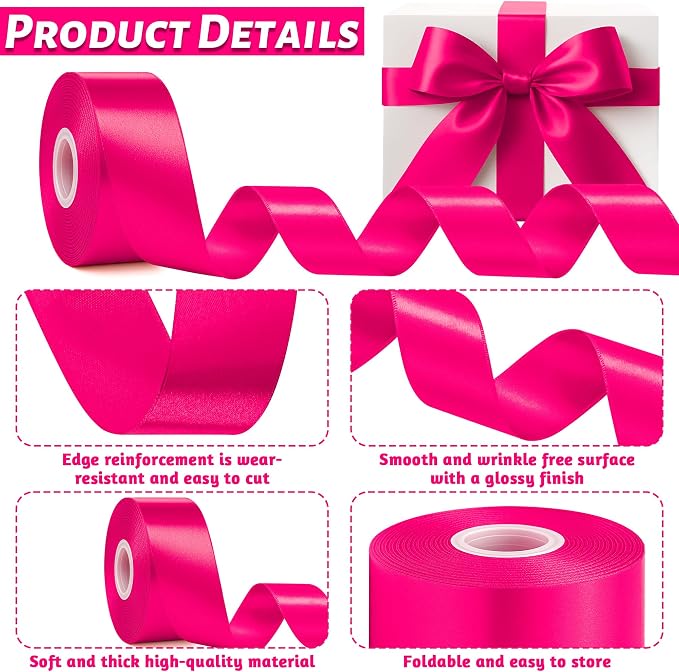 1 1/2In 30Yards Rose Red Ribbon - Image 3