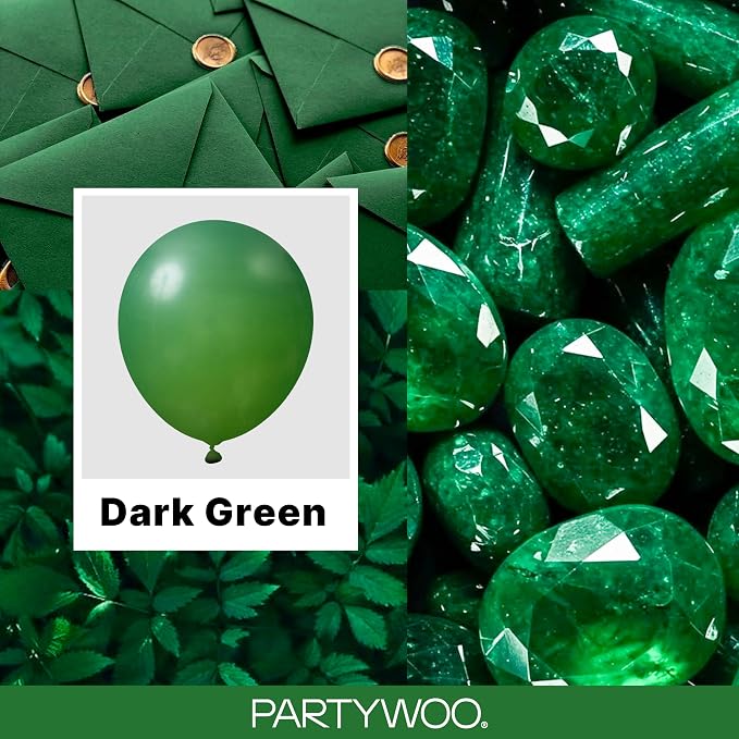PartyWoo Dark Green Balloons 128pcs Emerald Hunter Forest Green Color | - Image 2