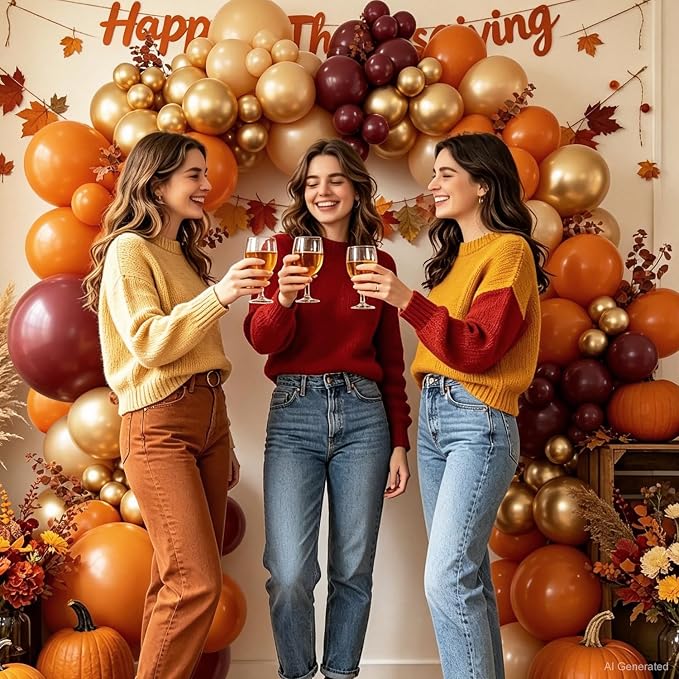 Burgundy Fall Balloon Arch Kit for Autumn Thanksgiving Party Decorations | - Image 5