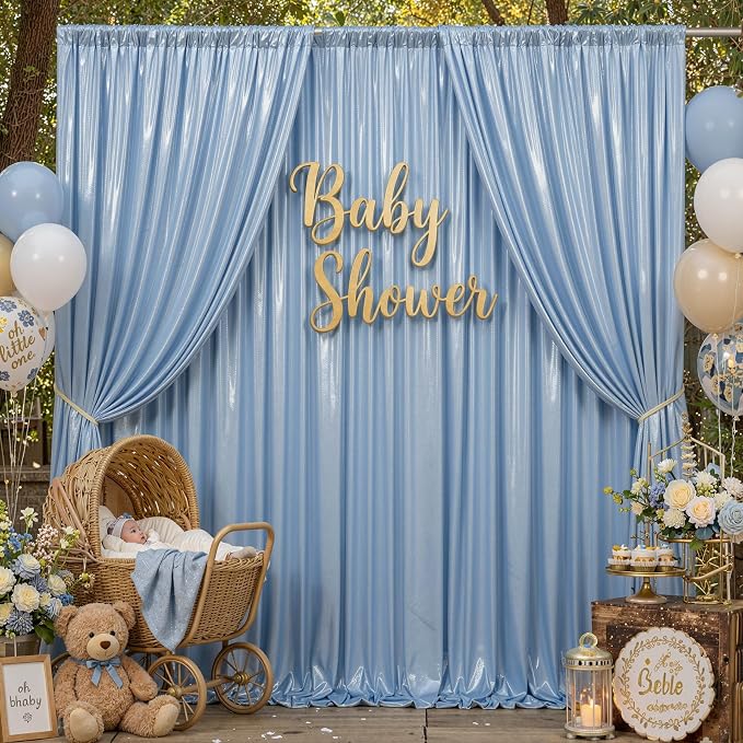 20ftx10ft Dusty Blue Sequin Backdrop Curtain - Image 7