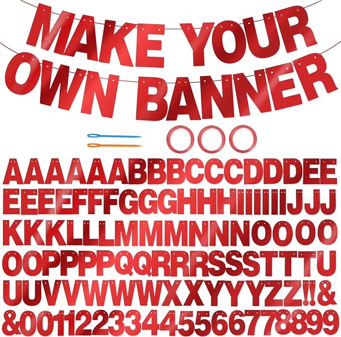 BEISHIDA Double-sided Red 116PCS A-Z DIY Letter Custom Banner Party Decor | 111 by Beishida