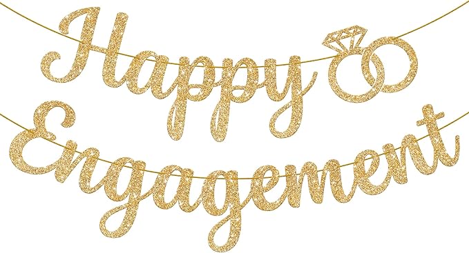 KatchOn Glitter Happy Engagement Banner 10 Ft, Engagement Party Decorations | by KatchOn