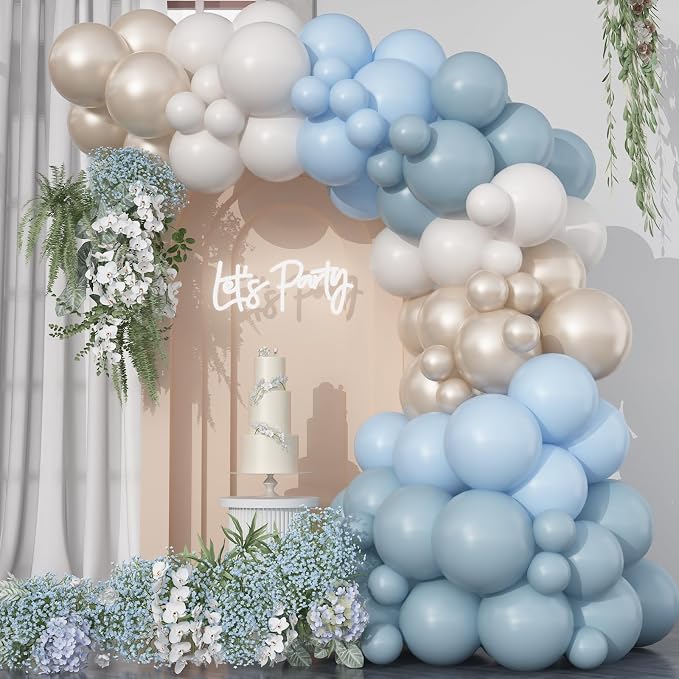 HILAVO Dusty Blue Balloon Arch Kit Fathers Day Retro Slate Light Pastel Blue by HILAVO
