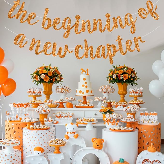 BEISHIDA Orange Pre-Strung Glitter The Beginning of A New Chapter Banner | - Image 5