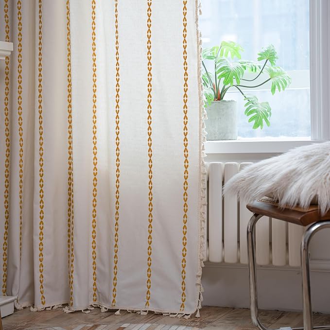Sutuo Home Boho Curtains for Living Room Bedroom, Semi Blackout Farmhouse - Image 5