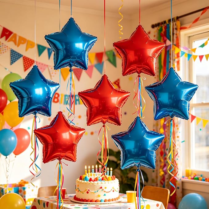 Red Blue Star Balloons 18 Inch - Image 7