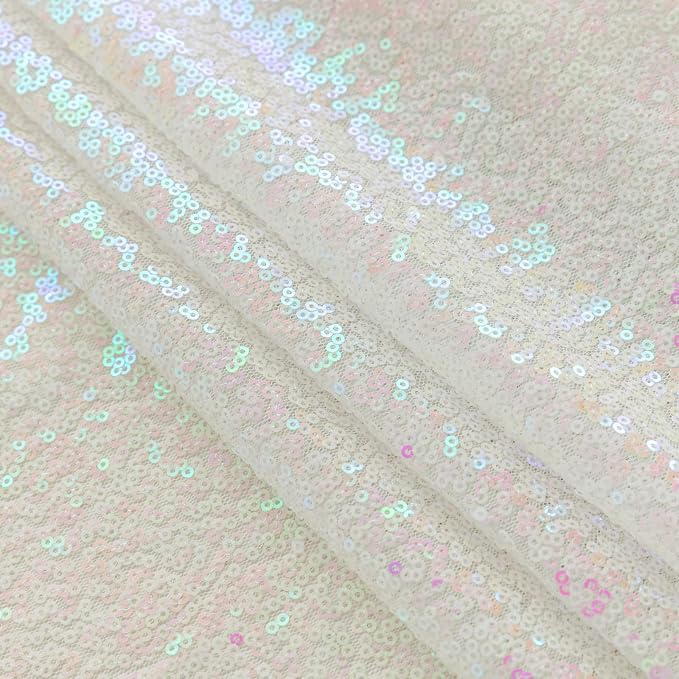 Sugargirl White Iridescent Sequin Backdrop Curtain 2 Panels 2FTx8FT Glitter - Image 8