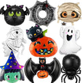 9Pcs Halloween Balloons Decoration Set, Foil Ghost, Spider Web, Pumpkin & Bat by Unknown