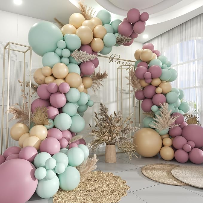 Dusty Purple Green Nude Balloon Garland Arch Kit by MOXMAY
