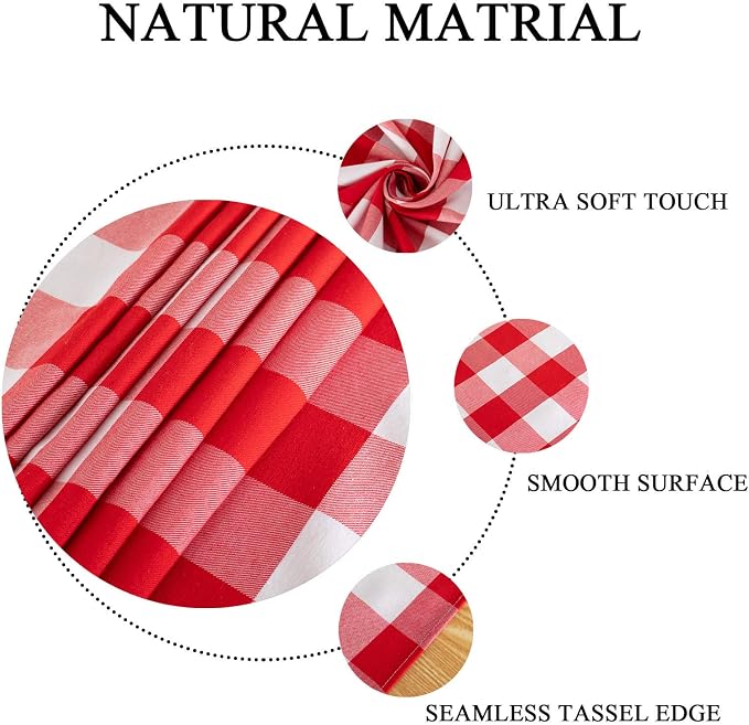 ShinyBeauty 4-Pack 54x54-Inch Red & White Checkered Tablecloths | Cotton - Image 3