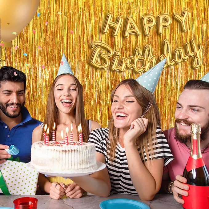 2Pack 3.3 x 8.3 Ft Gold Party Streamers, Tinsel Streamers Birthday Party - Image 4