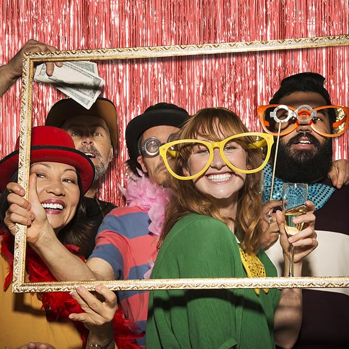2 Pack Rose Gold Fringe Curtain Backdrop Birthday Bachelorette Party - Image 3