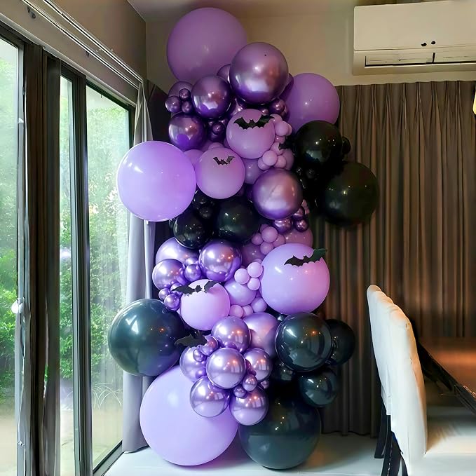 Isndare Purple Black Balloons, 12 Inch Dark Purple Light Balloons - Image 6