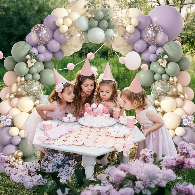 Dusty Green Purple Pink Balloon, 60 Packs 12 Inch Lavender Pastel Pink Balloon - Image 4