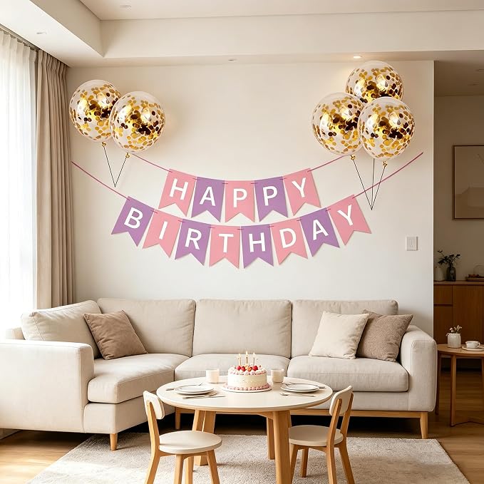 Happy Birthday Banner Sign Bunting Hanging Decorations - Image 3