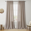 108 Inch Long Curtains for Living Room Ecru Linen Blend Light Filtering Semi by Nanspring