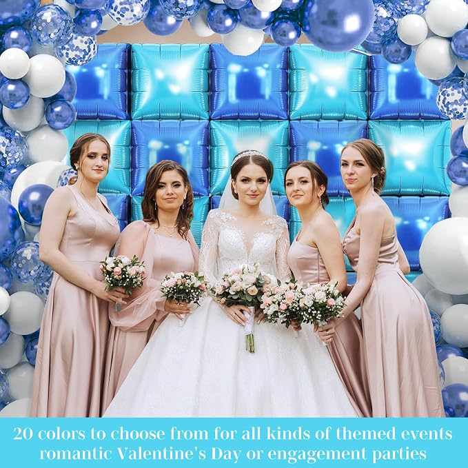 LightBlue and Blue Square Foil Balloons 25 Pcs Metallic LightBlue and Blue - Image 4