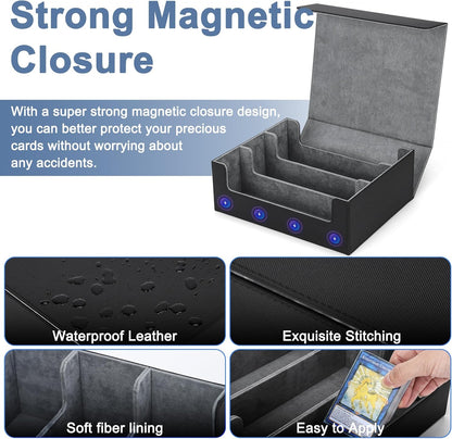 Card Deck Case for Trading Cards 1800+, MTG Card Storage Box, Leather Magnetic Closure Storage Box for Magic Commander, MTG, YuGiOh, PKM and Sports Cards