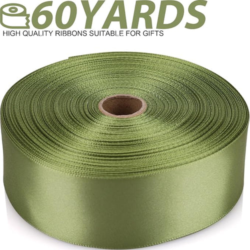 1-1/2 Inch 60 Yards Olive Green Solid Satin Ribbon - Image 2