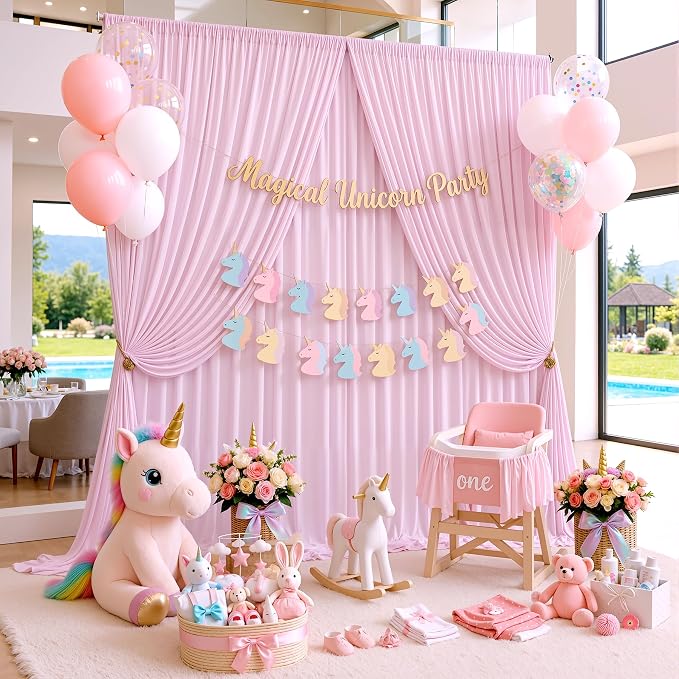 20ftx10ft Wrinkle Free Light Pink Backdrop Curtains - Image 4