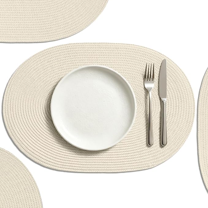 AHHFSMEI Placemats Set of 6 for Dining Table Washable Woven Non-Slip 18x12 by AHHFSMEI