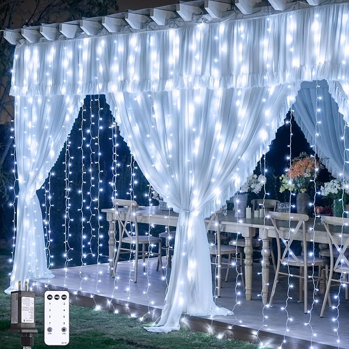 JMEXSUSS 900LED Curtain Lights, 9.5x29.5ft | Plug in, by JMEXSUSS