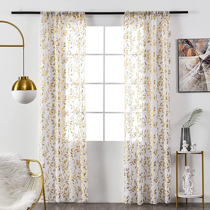 Sutuo Home White Sheer Curtains 72 Inch Length 2 Panels Set, Privacy Voile - Image 2