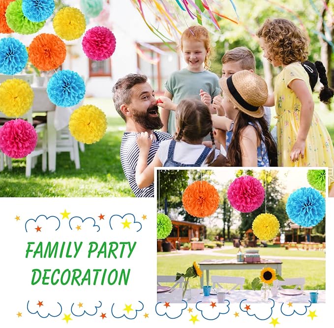 Tissue Pom Pom Paper Flower Ball Party Decorations - Image 4