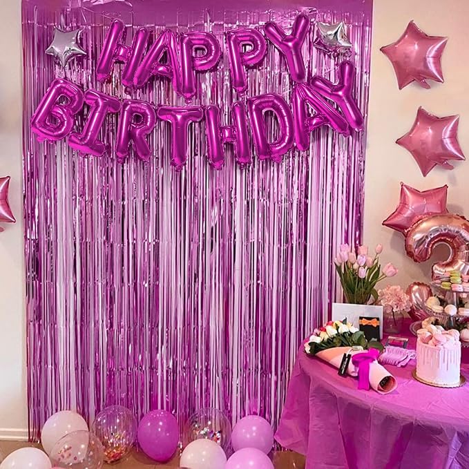 Hot Pink Happy Birthday Balloon Banner, 16 Inch Foil Mylar Happy Birthday - Image 6