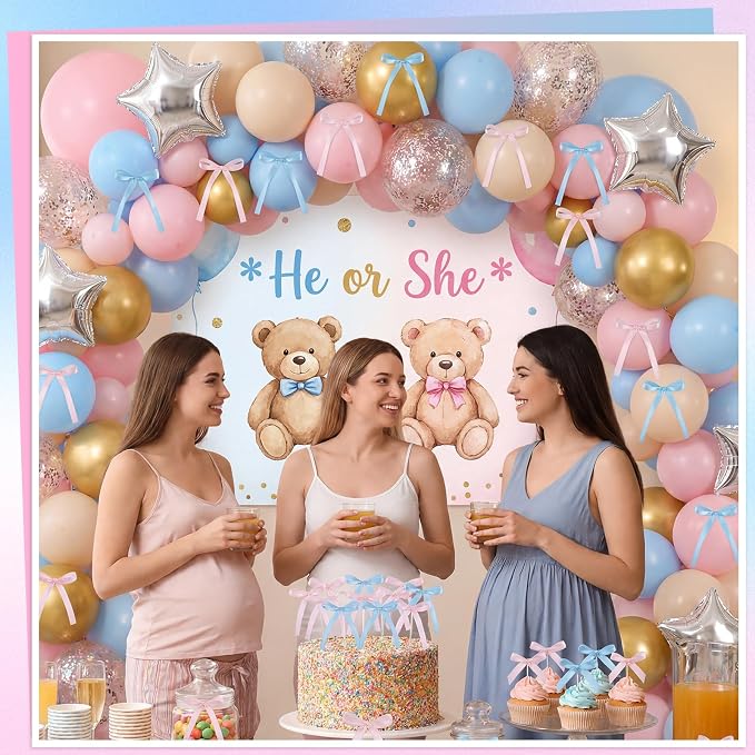 30 Pack Pink Blue Bow Cake Toppers Ribbon Bows - Image 3