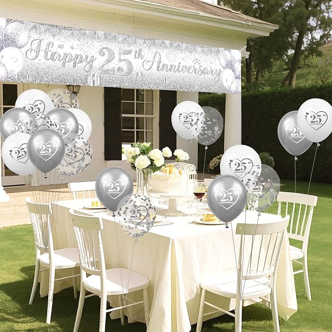Silver 25th Wedding Anniversary Decorations - Image 5
