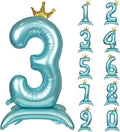 Blue Crown Number 3 Foil Balloon Standing Blue digital 3 Foil Balloon | by YOIOZAIZAI