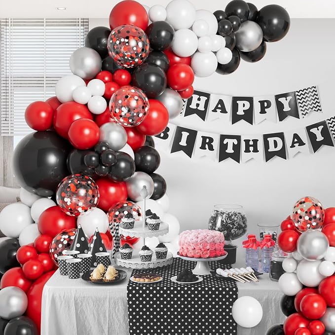 DBKL Red Black and White Balloon Garland Arch Kit - Image 2