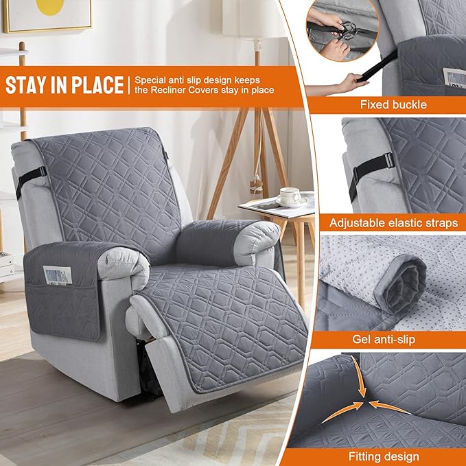 VANSOFY 100% Waterproof Recliner Chair Covers, Recliner Cover Non-Slip Dog - Image 5